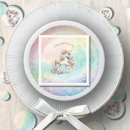 Magisches Pastel Radiant Rainbow Unicorn Party Serviette