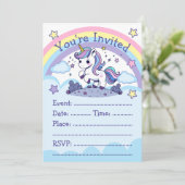 Magisches Pastel Unicorn Party Einladung (Stehend Vorderseite)
