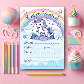 Magisches Pastel Unicorn Party Einladung