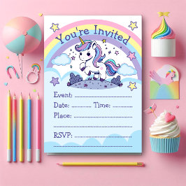 Magisches Pastel Unicorn Party Einladung