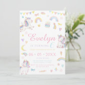 Magisches Pastell-Einhorn-Geburtstagskind Einladung (Stehend Vorderseite)