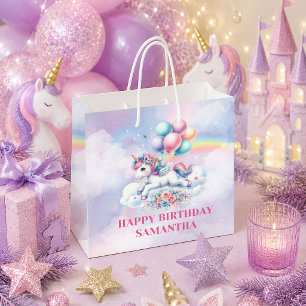 Magisches Pastell-Einhorn-Mädchen-Geburtstagsgesch Große Geschenktüte