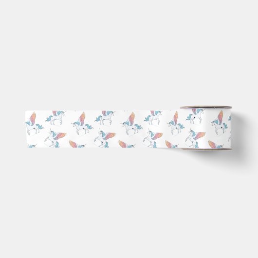 Magisches Pegasus-Einhorn-Muster Satinband (Vorderseite)
