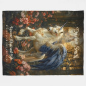 Magisches Pegasus White Blue Fantasy Unicorn Fleecedecke (Vorderseite (Horizontal))
