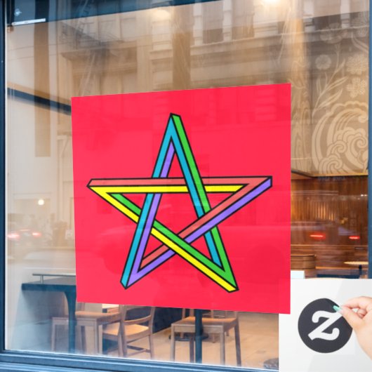 Magisches Pentagramm Fensteraufkleber (Café-Fenster)
