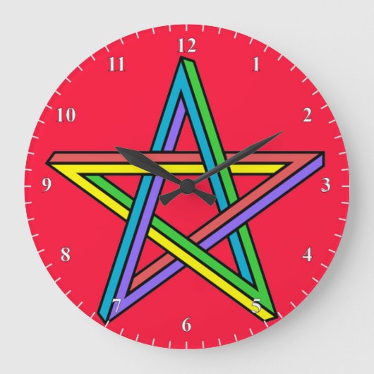 Magisches Pentagramm Poster Große Wanduhr (Vorderseite)