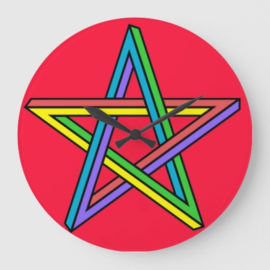 Magisches Pentagramm Poster Große Wanduhr (Vorderseite)