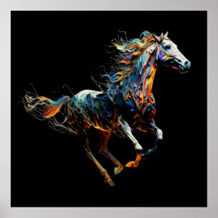 Magisches Pferd, Abstrakte Farben, Kunstdruckwand Poster