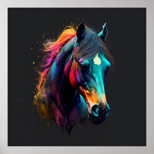 Magisches Pferd, Abstrakte Farben, Kunstdruckwand Poster (Vorne)