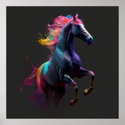 Magisches Pferd, Abstrakte Farben, Kunstdruckwand Poster (Vorne)