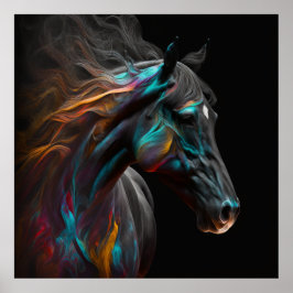 Magisches Pferd, Abstrakte Farben, Kunstdruckwand Poster