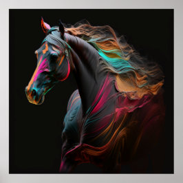 Magisches Pferd, Abstrakte Farben, Kunstdruckwand Poster