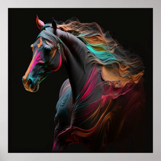 Magisches Pferd, Abstrakte Farben, Kunstdruckwand Poster (Vorne)