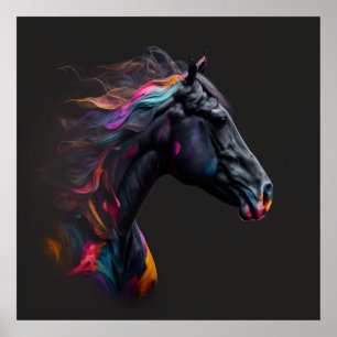 Magisches Pferd, Abstrakte Farben, Kunstdruckwand Poster