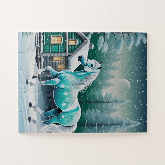 Magisches Pferd im verzauberten Wald Puzzle (Horizontal)