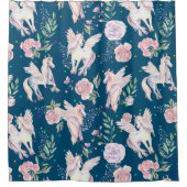 Magisches Pferd und Rose-Muster Duschvorhang (Vorderseite)