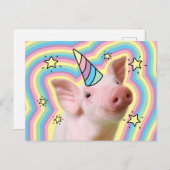 Magisches Piglet Unicorn Einladungspostkarte (Vorne/Hinten)