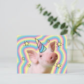 Magisches Piglet Unicorn Einladungspostkarte (Stehend Vorderseite)