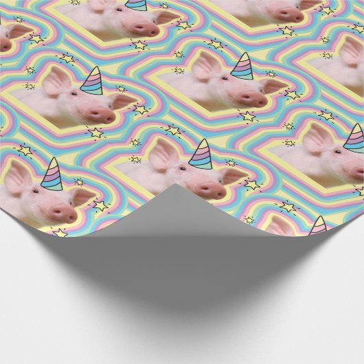 Magisches Piglet Unicorn Geschenkpapier (Ecke)