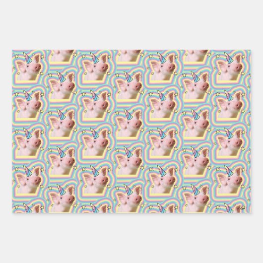 Magisches Piglet Unicorn Geschenkpapier Set (Vorderseite 2)