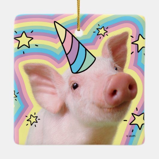 Magisches Piglet Unicorn Keramikornament (Rückseite)