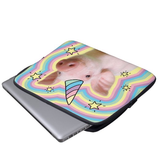 Magisches Piglet Unicorn Laptopschutzhülle (Vorne Knopf)