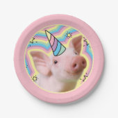 Magisches Piglet Unicorn Pappteller (Vorderseite)