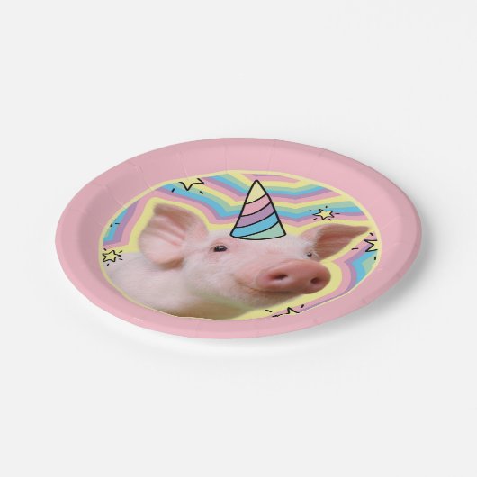 Magisches Piglet Unicorn Pappteller (Schrägansicht)