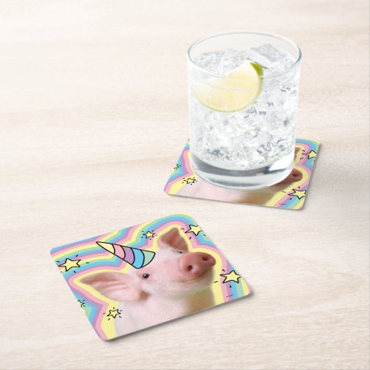 Magisches Piglet Unicorn Rechteckiger Pappuntersetzer (Vor Ort)