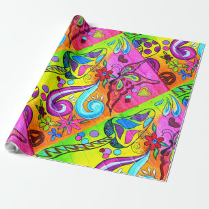 magisches Pilz-Packpapier des diagonalen Hippie Geschenkpapier