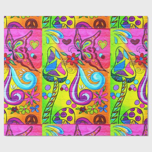 magisches Pilz-Packpapier des Hippie Geschenkpapier (Flach)