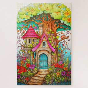 Magisches Pilzbaumhaus Zeichnung Puzzle
