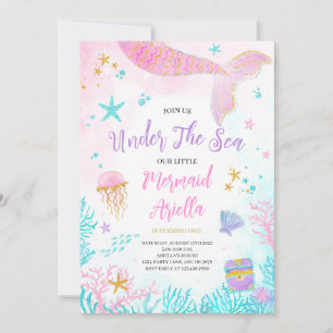 Magisches Pink Mermaid Birthday Einladung