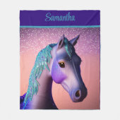 Magisches Pony in Lila und Aquamarin mit Individue Fleecedecke (Vorderseite)