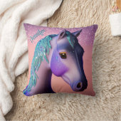 Magisches Pony in Lila und Aquamarin mit Individue Kissen (Decke)