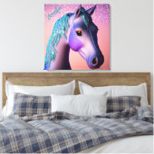 Magisches Pony in Lila und Aquamarin mit Individue Leinwanddruck (Insitu (Schlafzimmer))