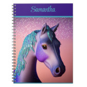 Magisches Pony in Lila und Aquamarin mit Individue Notizblock (Vorderseite)