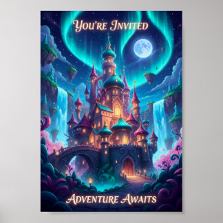 Magisches Poster des Nordlicht-Fantasieschlosses