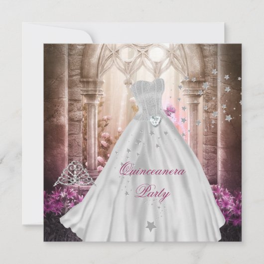 Magisches Quinceanera 15. Rosa Prinzessin Party Einladung (Vorderseite)