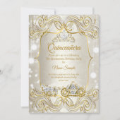 Magisches Quinceanera Kutsche Gold Beige Silber Einladung (Vorderseite)