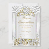 Magisches Quinceanera White Gold Einladung (Vorderseite)