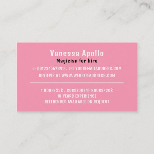 Magisches Rabbit Visitenkarte (Rückseite)