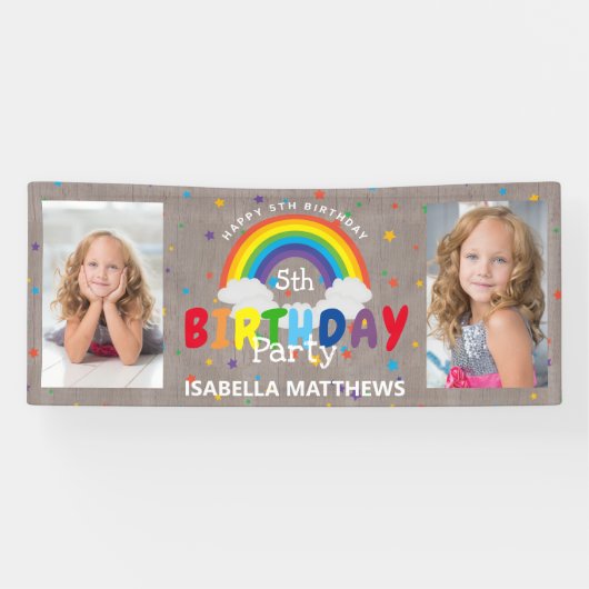 Magisches Rainbow-Foto Geburtstag Banner (Horizontal)