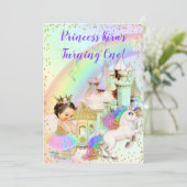 Magisches Rainbow-Prinzessin-Burgfriedhof Einladung (Stehend Vorderseite)