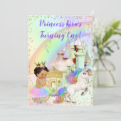 Magisches Rainbow-Prinzessin-Burgfriedhof Einladung (Stehend Vorderseite)