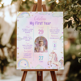 Magisches Rainbow Unicorn Birthday Milestone Foto Poster