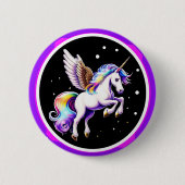 Magisches Rainbow Unicorn Button (Vorderseite)