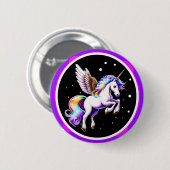 Magisches Rainbow Unicorn Button (Vorne & Hinten)