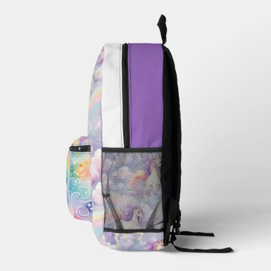 Magisches Rainbow Unicorn | Monogramm Bedruckter Rucksack (Rechts)