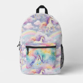 Magisches Rainbow Unicorn | Monogramm Bedruckter Rucksack (Vorderseite)